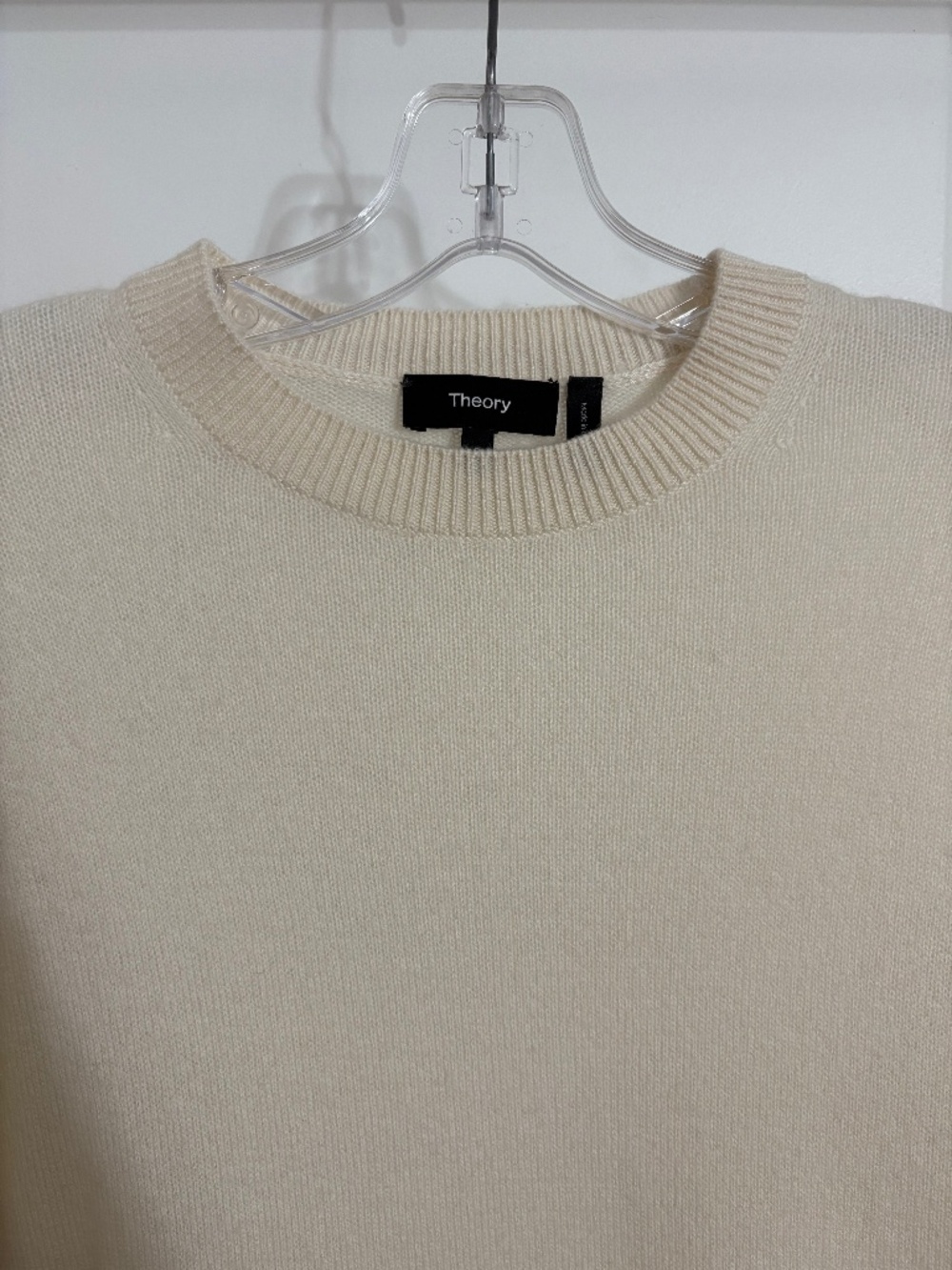Theory Cashmere Cropped Short Sleeve Sweater Cream Women’s Size P